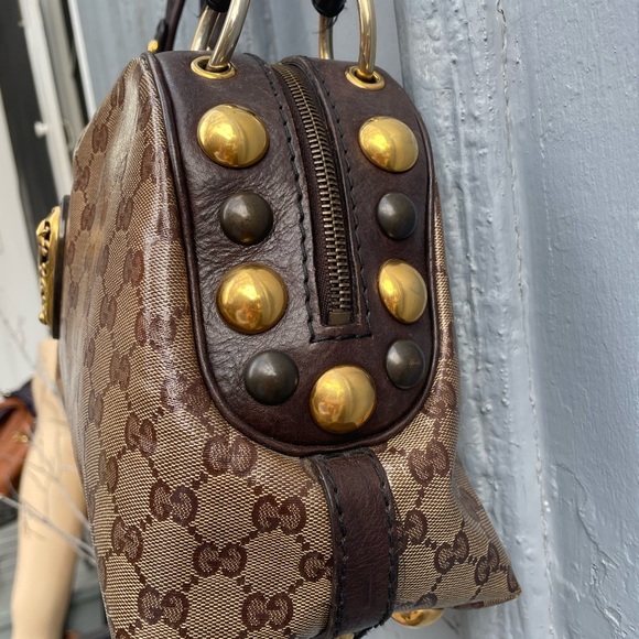 Gucci Beige/Brown GG Crystal Canvas Babouska Crest Dome Bag - Picture 7 of 15